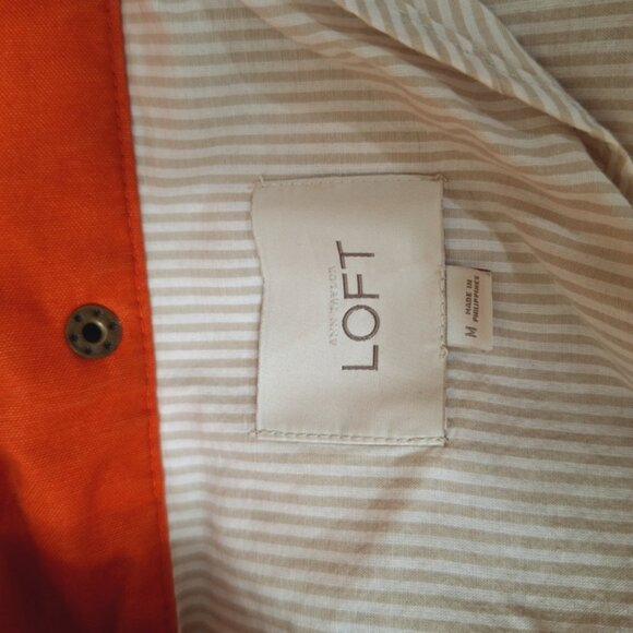 LOFT womens Orange Hooded Utility Jacket medium Anorak Drawstring Casualcore - Picture 5 of 8